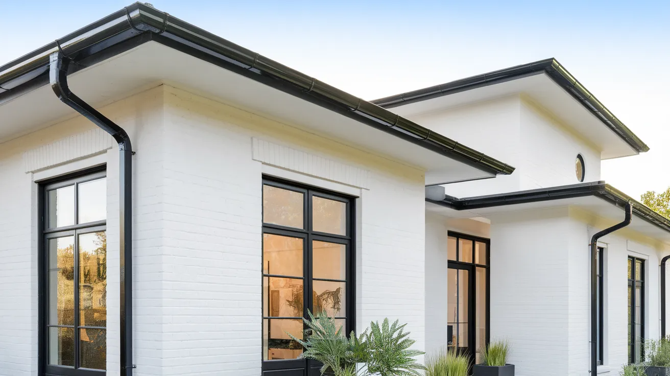 white house with black trim black fascia