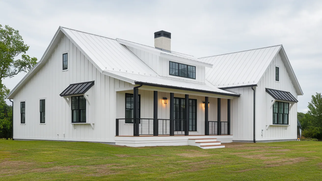 white house with black trim mixed accents