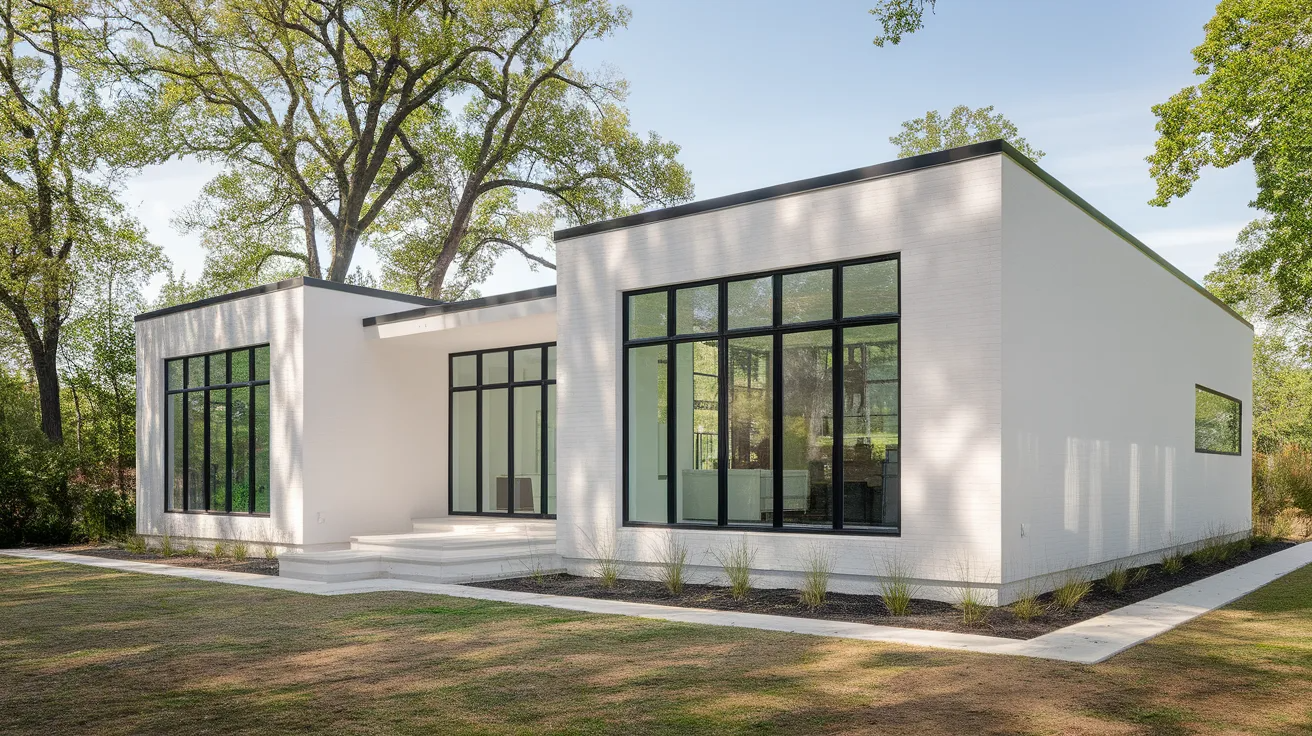 white house with black trim modern minimalist exterior