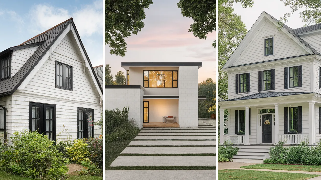 white house with black windows