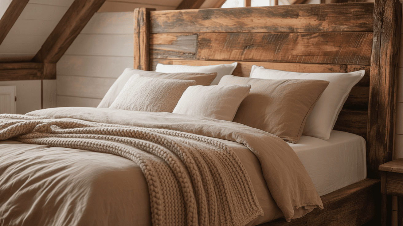 wooden farmhouse themed bed