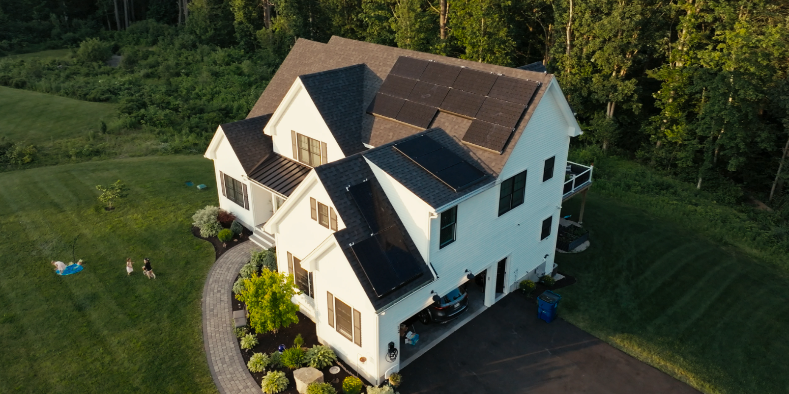 A house with solar panels on the roof.