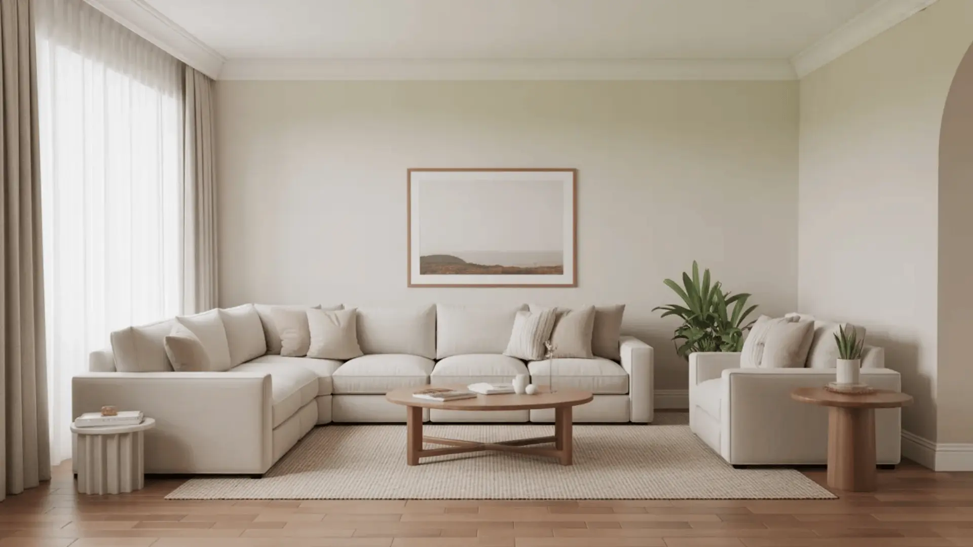 Front room in an American home with simple seating arranged for greeting visitors.