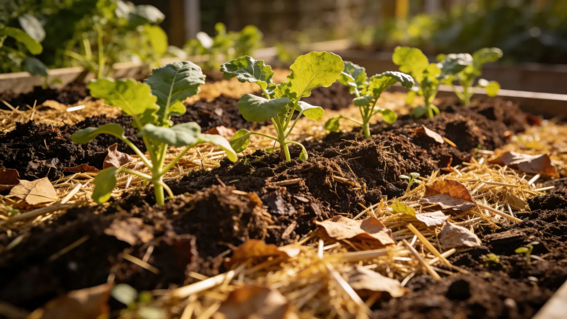 Planting vegetables in a prepared lasagna garden bed