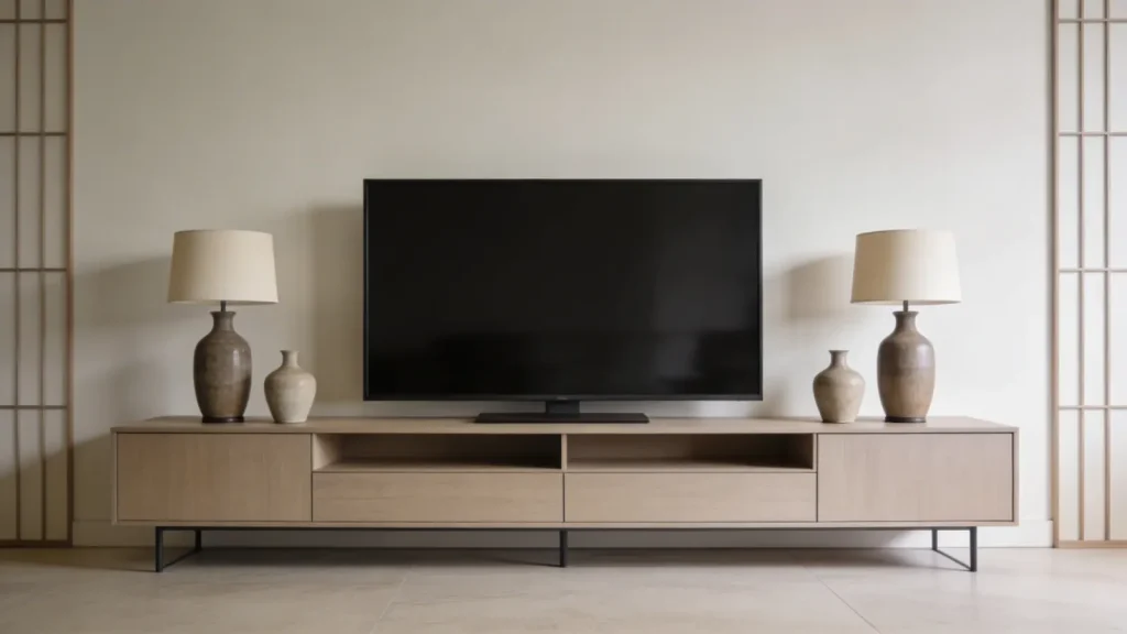 TV stand with matching decor on both sides