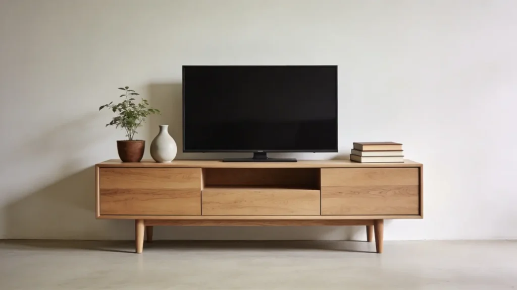 TV stand with minimal decor and open space
