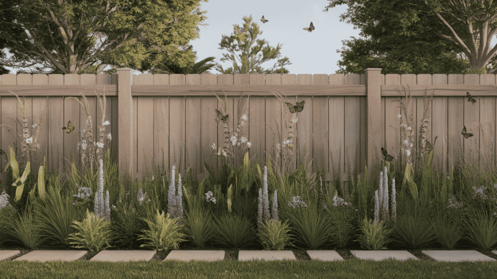 a native plant border with mixed heights and textures, designed for lower upkeep and better fit with local weather.