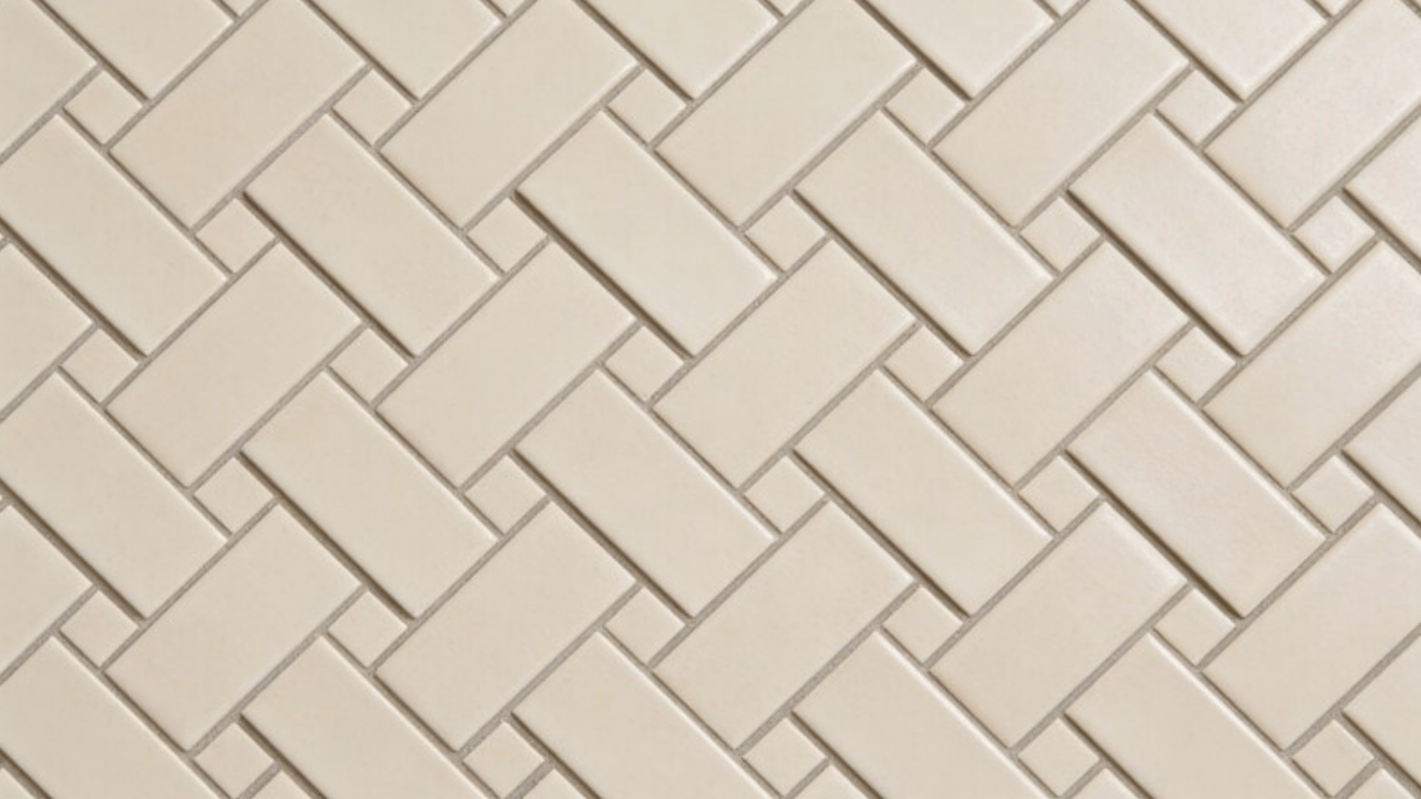 basketweave pattern of tile in beige, matte ceramic finish, subtle grout lines