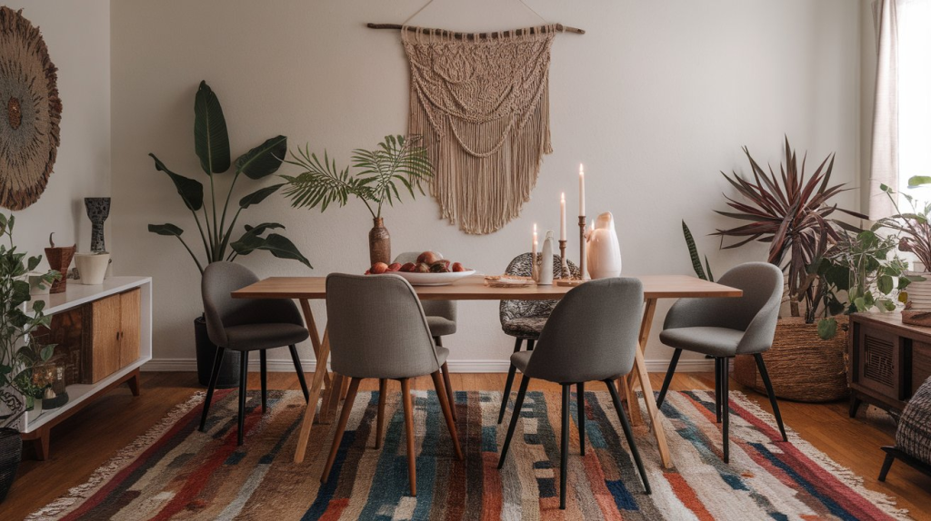 bohemian transitional dining room