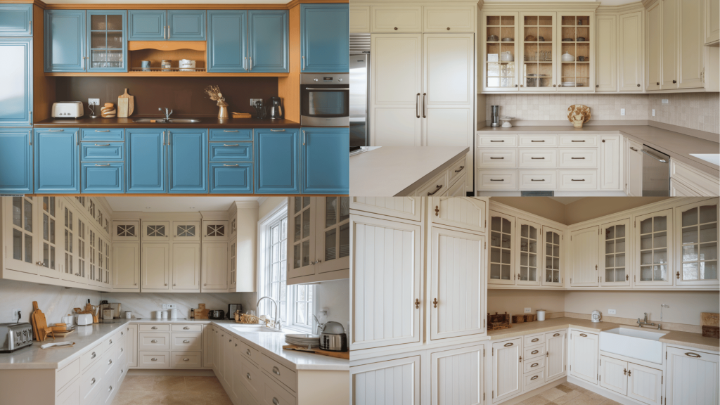 collage of classic and modern kitchen cabinet door styles featuring glass fronts, shaker panels, and beadboard designs.