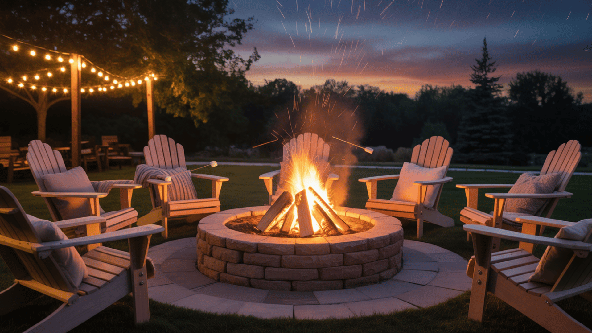 fire pit surrounded by seating for warmth and ambiance
