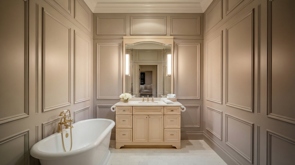 full height wainscoting bathroom