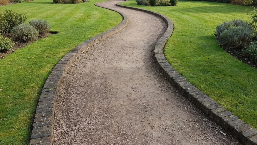garden path with defined edging material running along both sides