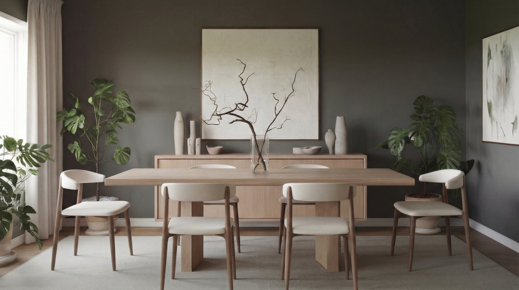 japandi dinig room with elegant yet simple dining room