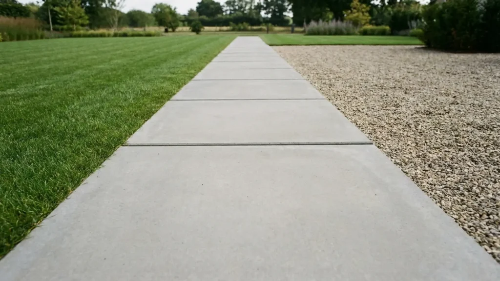 large square pavers laid in a straight line with open space on either side