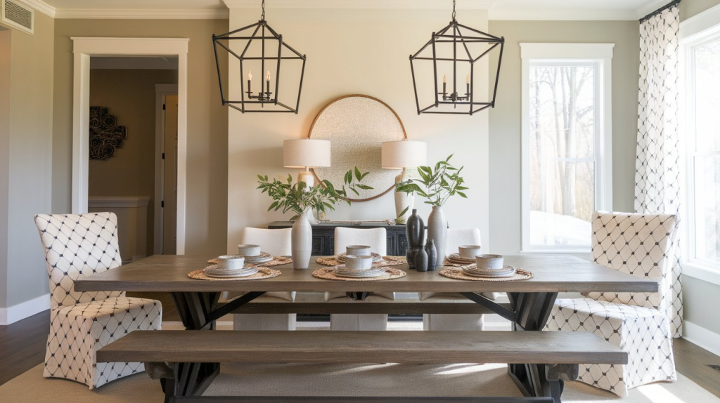 modern farmhouse transitional dining room