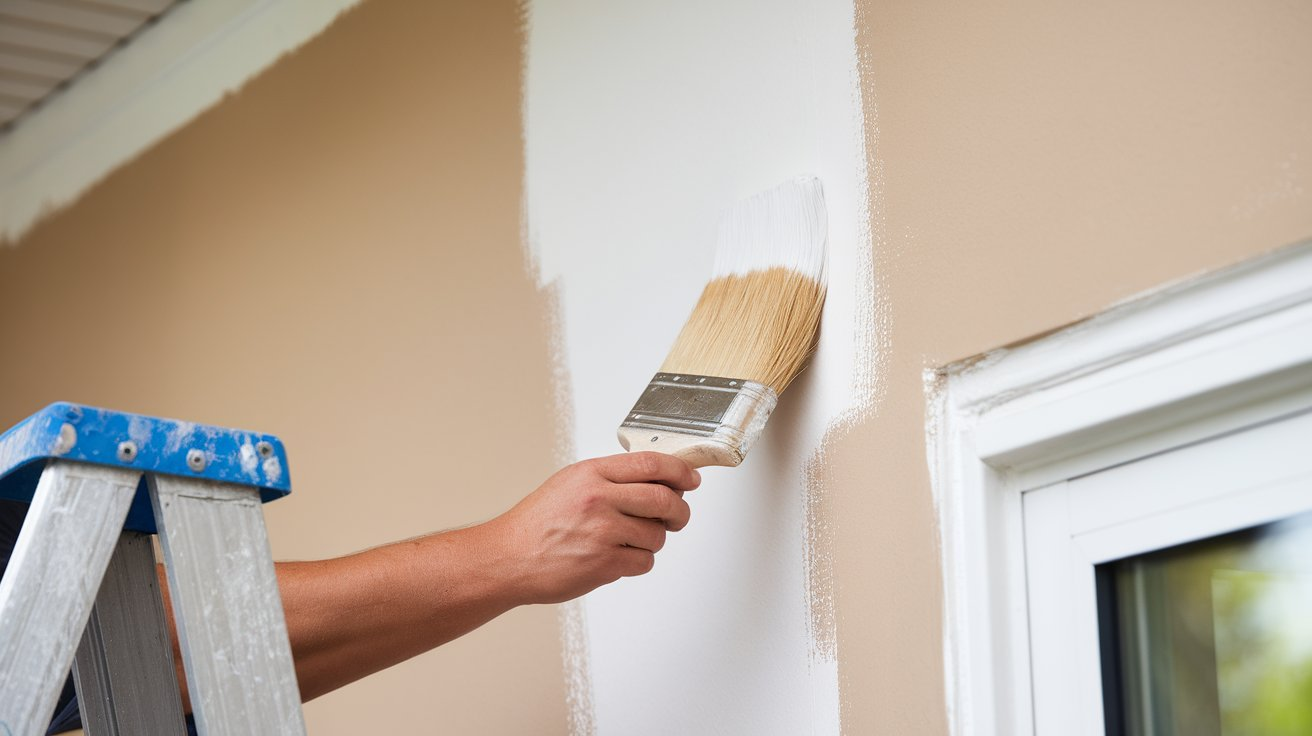 outside wall painted with a brush