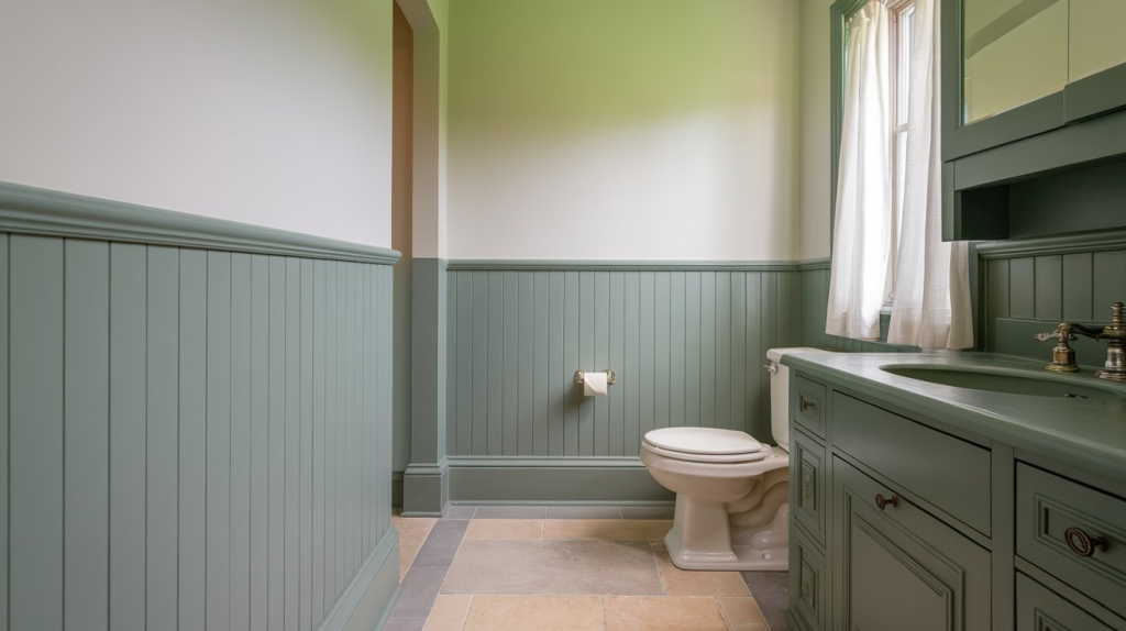 painted wainscoting in sage green