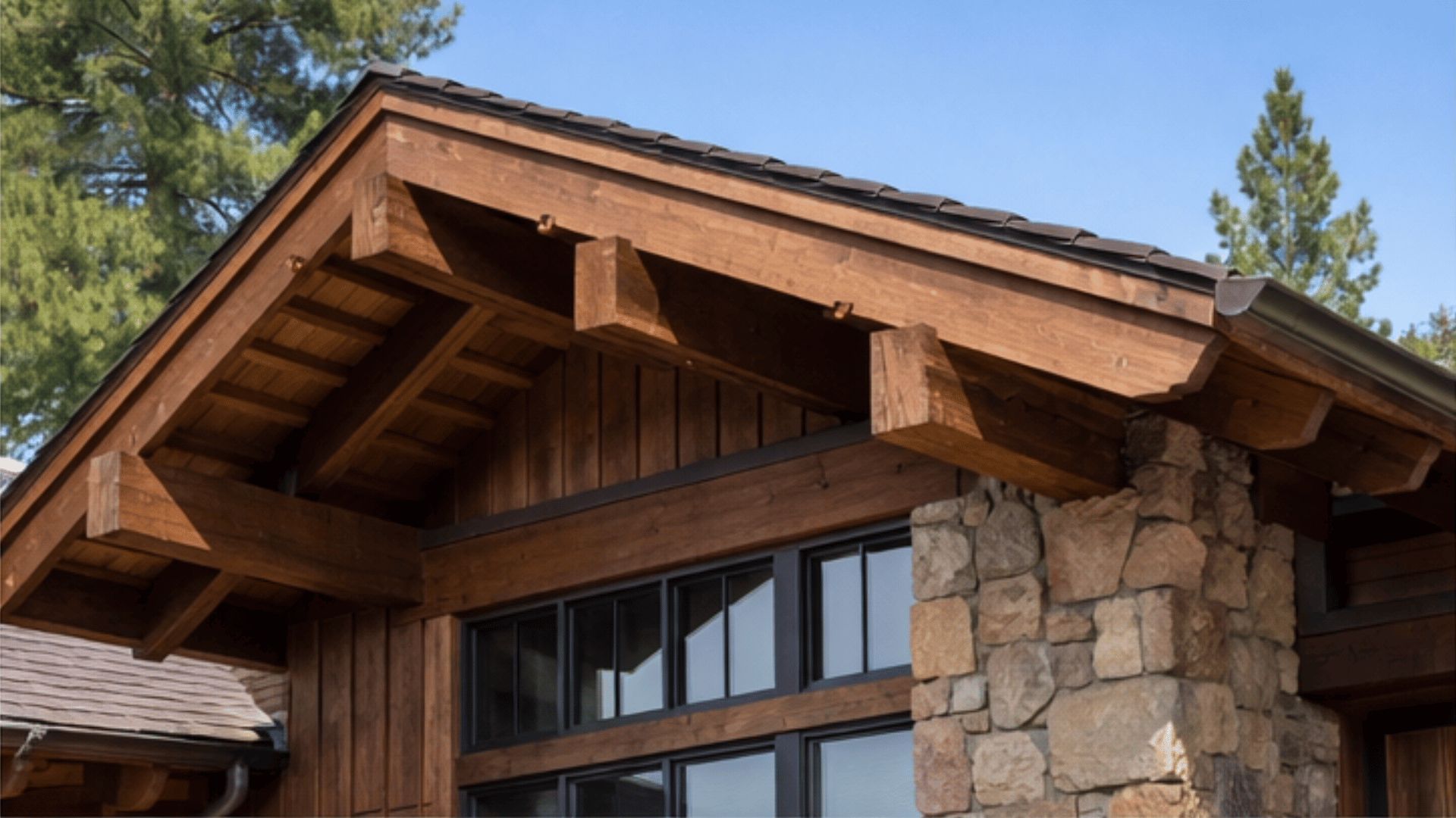 rustic home with exposed rafters and natural wood, showcasing a raw, earthy look.