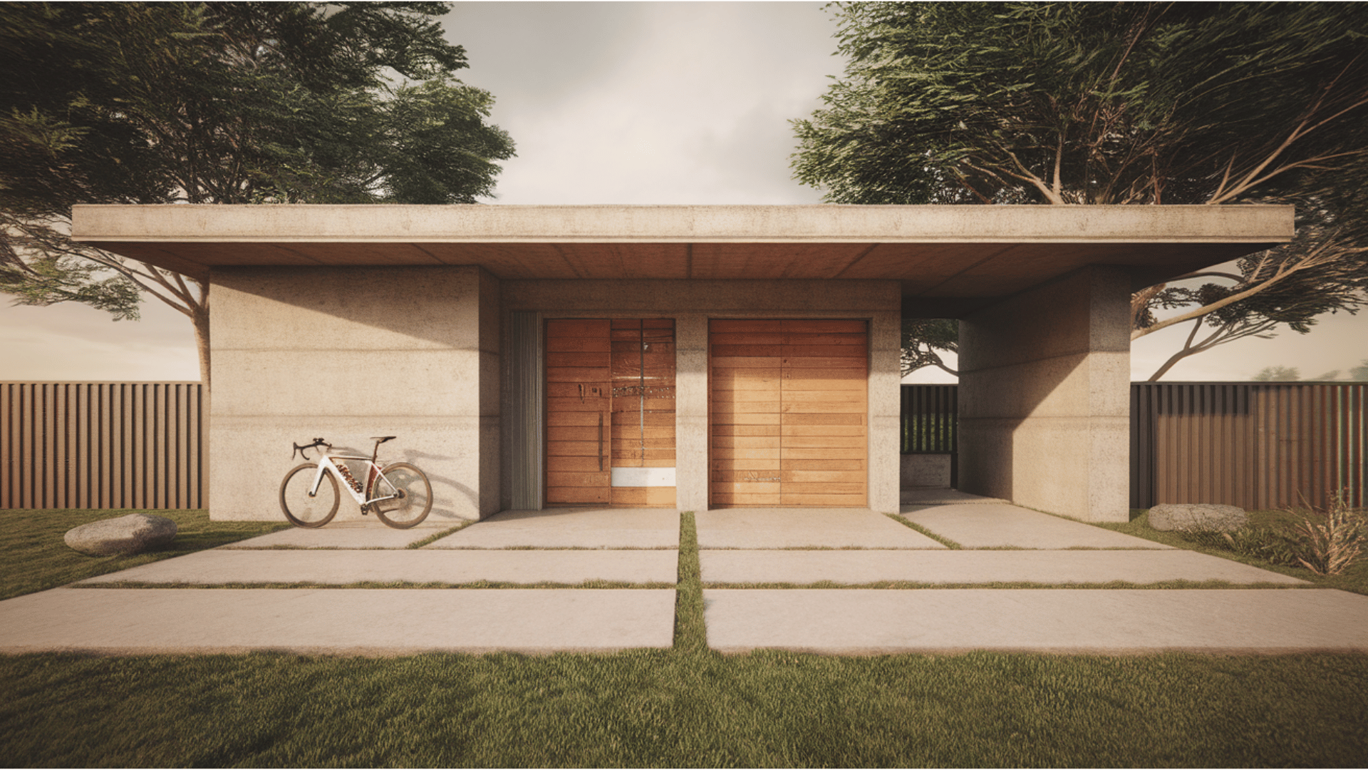 sleek contemporary flat-roof garage with modern, minimalist design