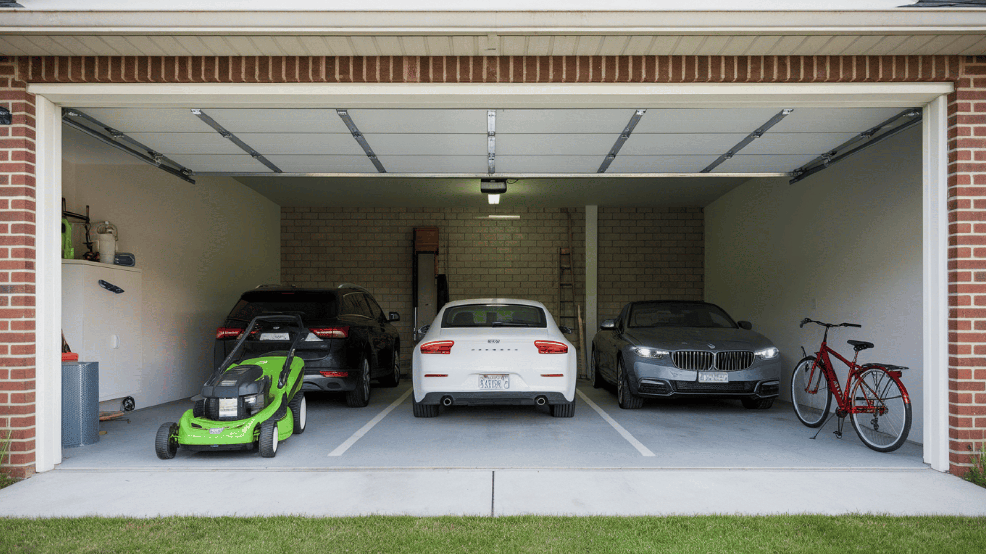 spacious three-car family garage with room for vehicles and additional storage