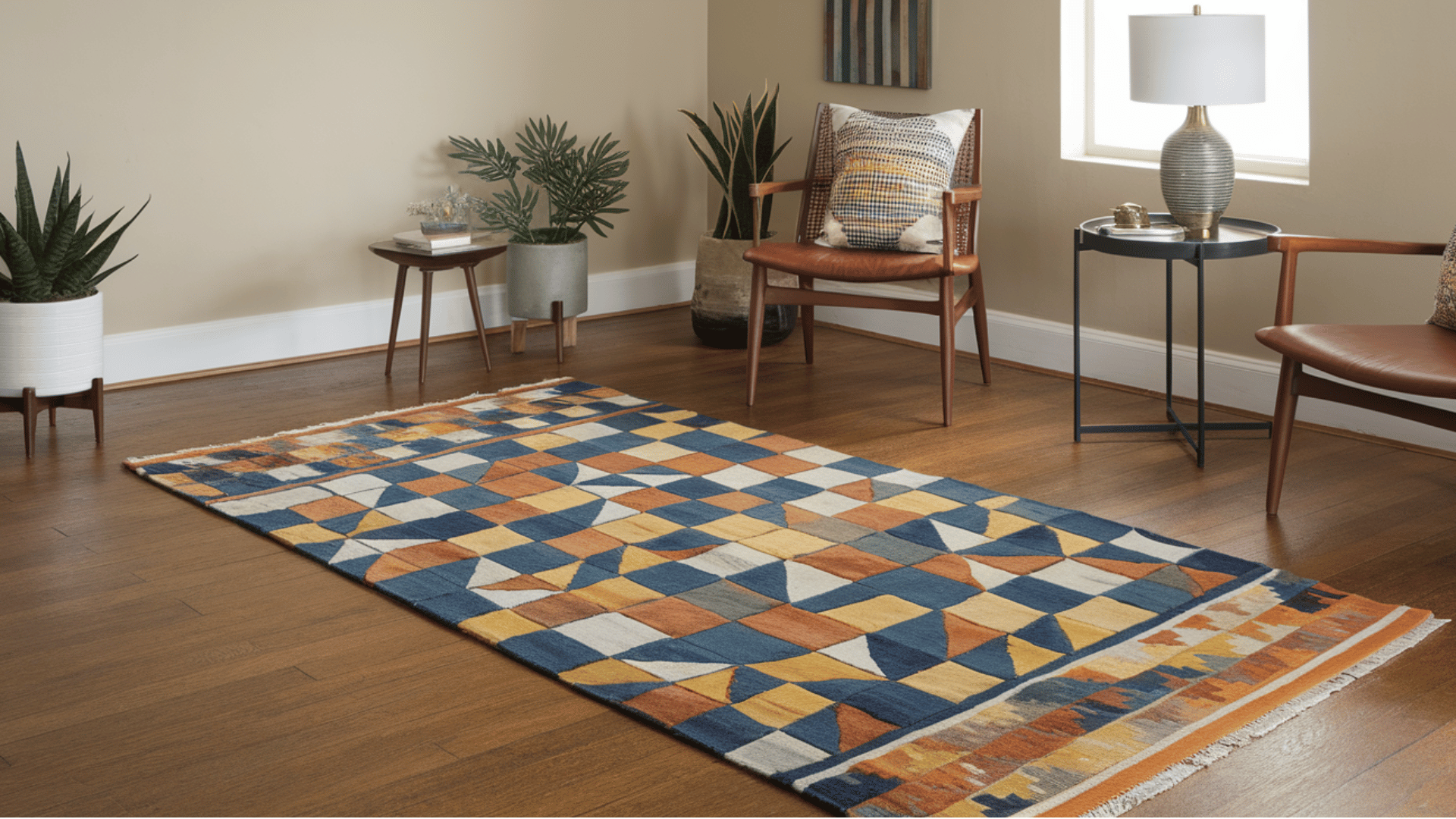 standard rug sizes in feet displayed in a living room with proper furniture placement