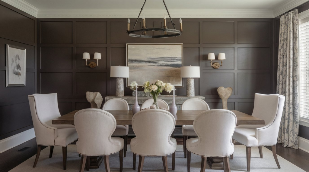 transitional traditional revival themed dining room