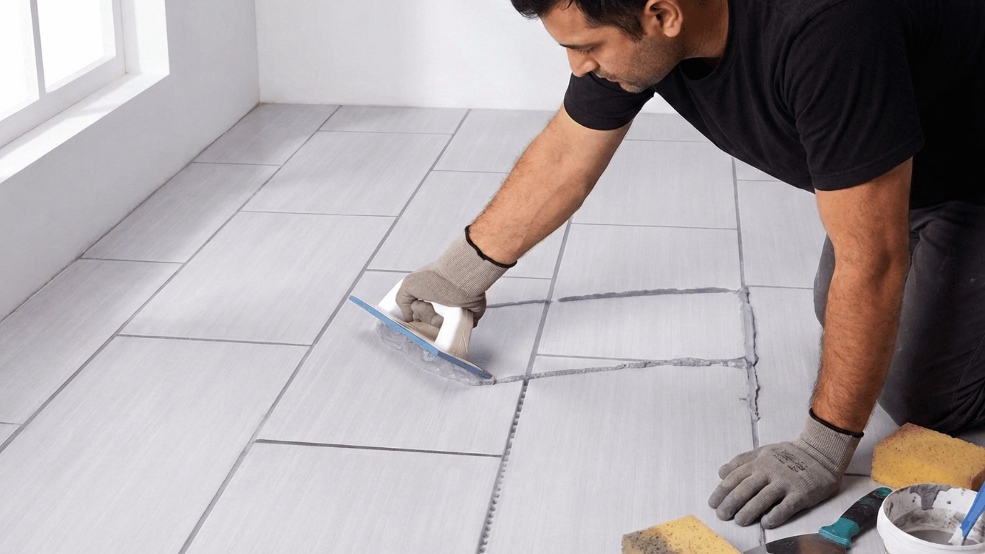 well-maintained floor with epoxy grout, demonstrating its smooth, high-gloss surface and stain resistance