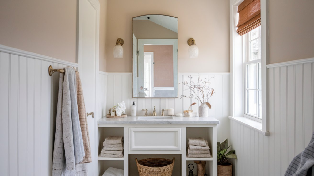 white beadboard bathroom wainscoting