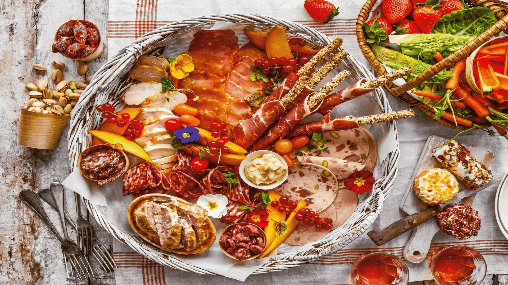 A portable board with sandwiches, fruits, and crackers, arranged neatly for easy outdoor serving.