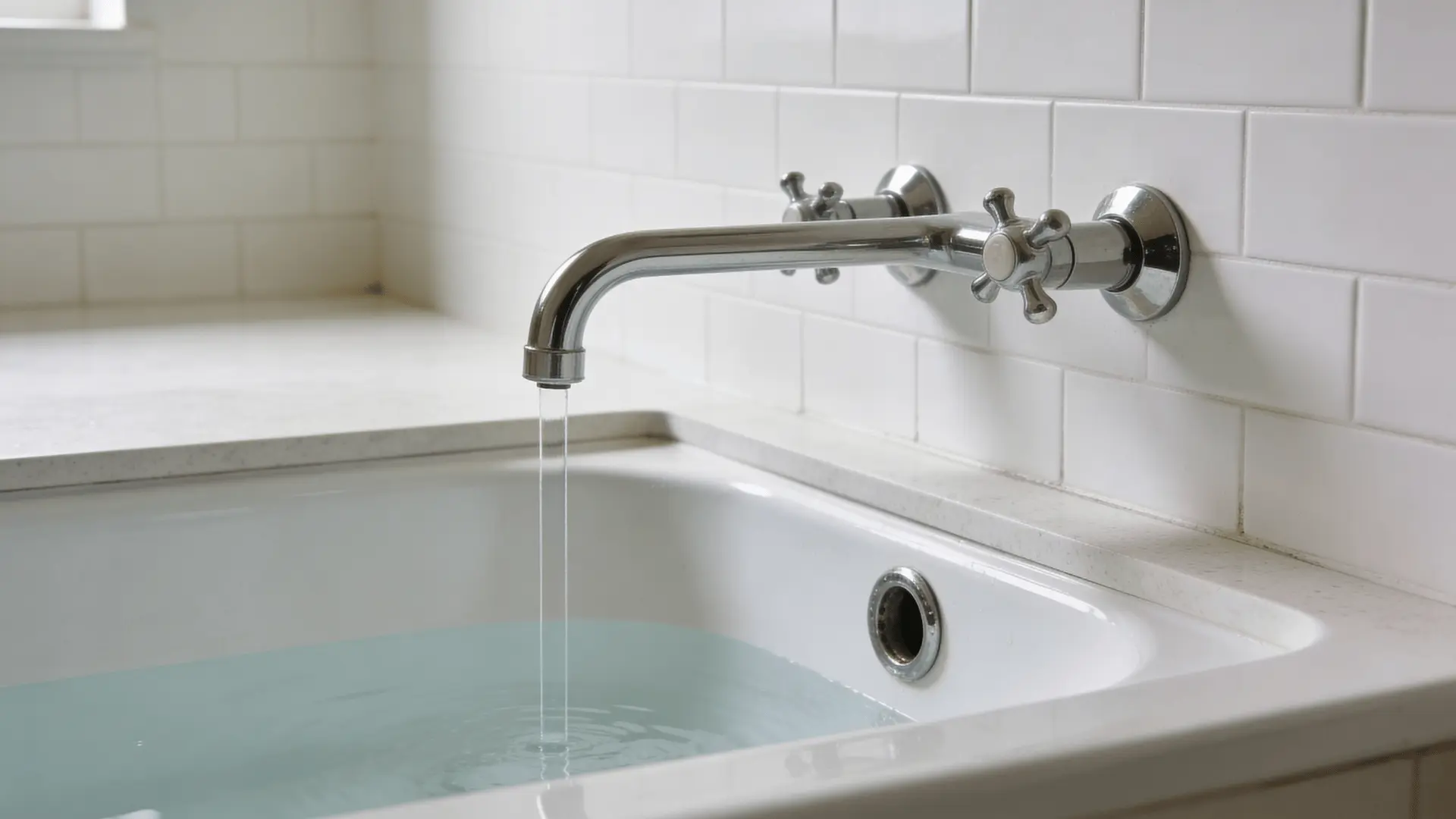 Bathtub wall setup showing spout below control valve and showerhead with visible vertical spacing (1)