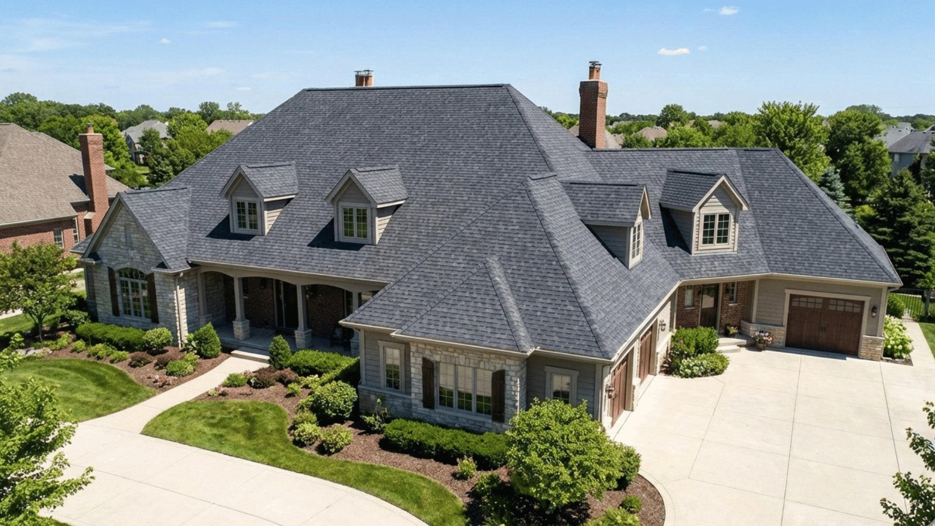 cross hipped roof with intersecting roof sections forming l shape