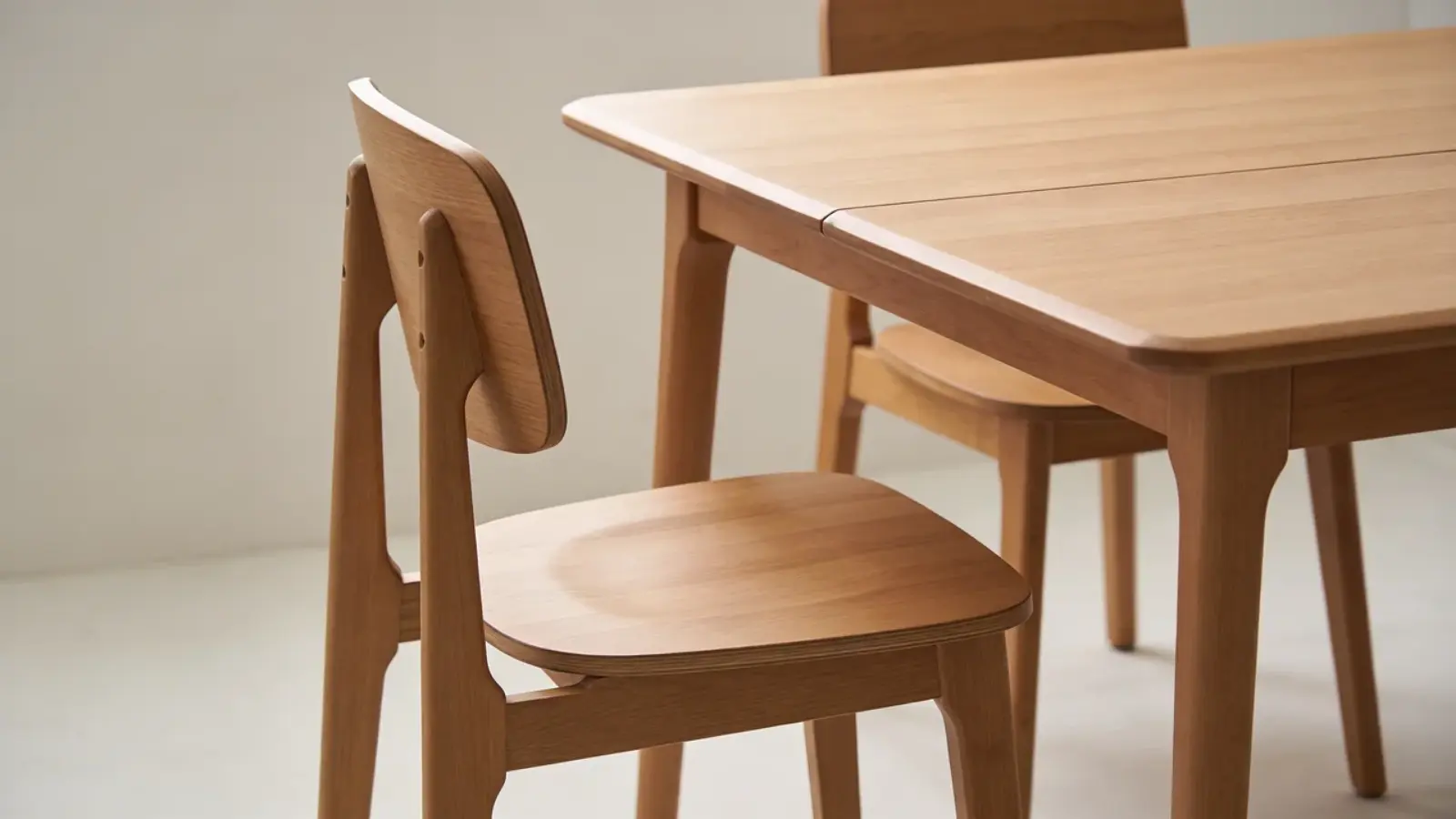 Dining table and chair showing proper height alignment and legroom space