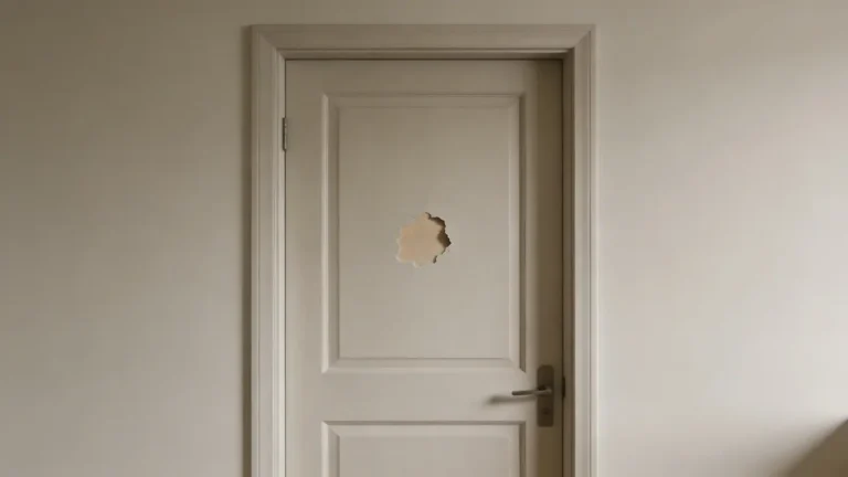 door with a smooth patched area where a hole was repaired
