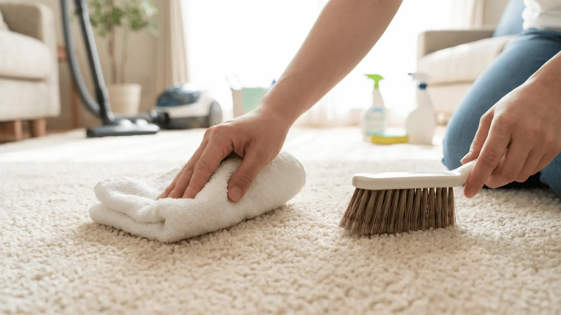 Drying and restoring carpet after stain removal