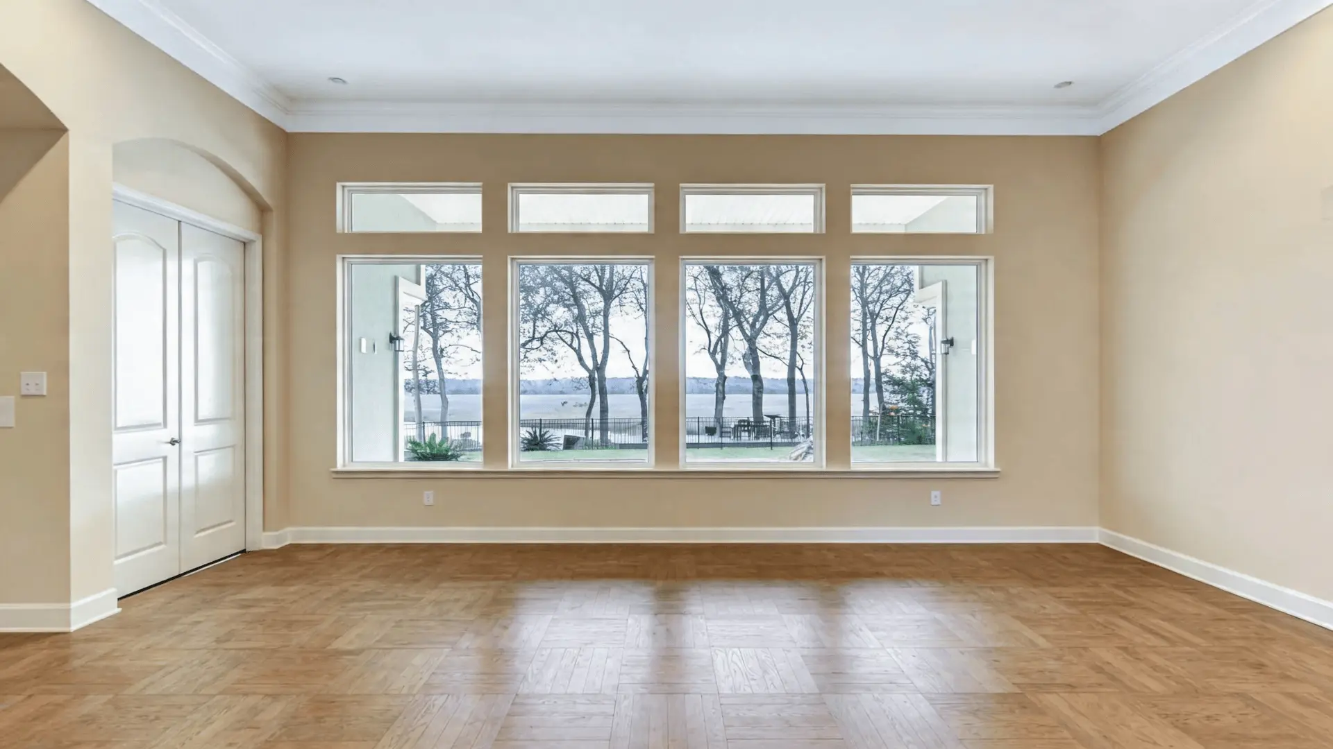 Fixed PVC window with large glass panel showing outside view