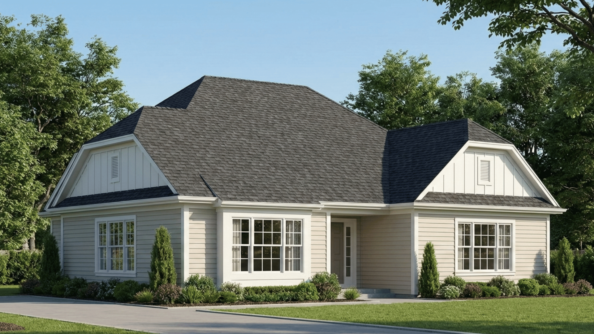 half hip roof with small vertical gable ends