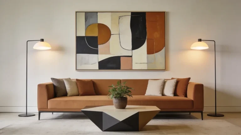 Living room with a bold artwork acting as the main focal point