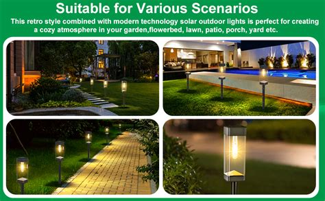Outdoor solar lighting comparison across driveway path and patio scenes