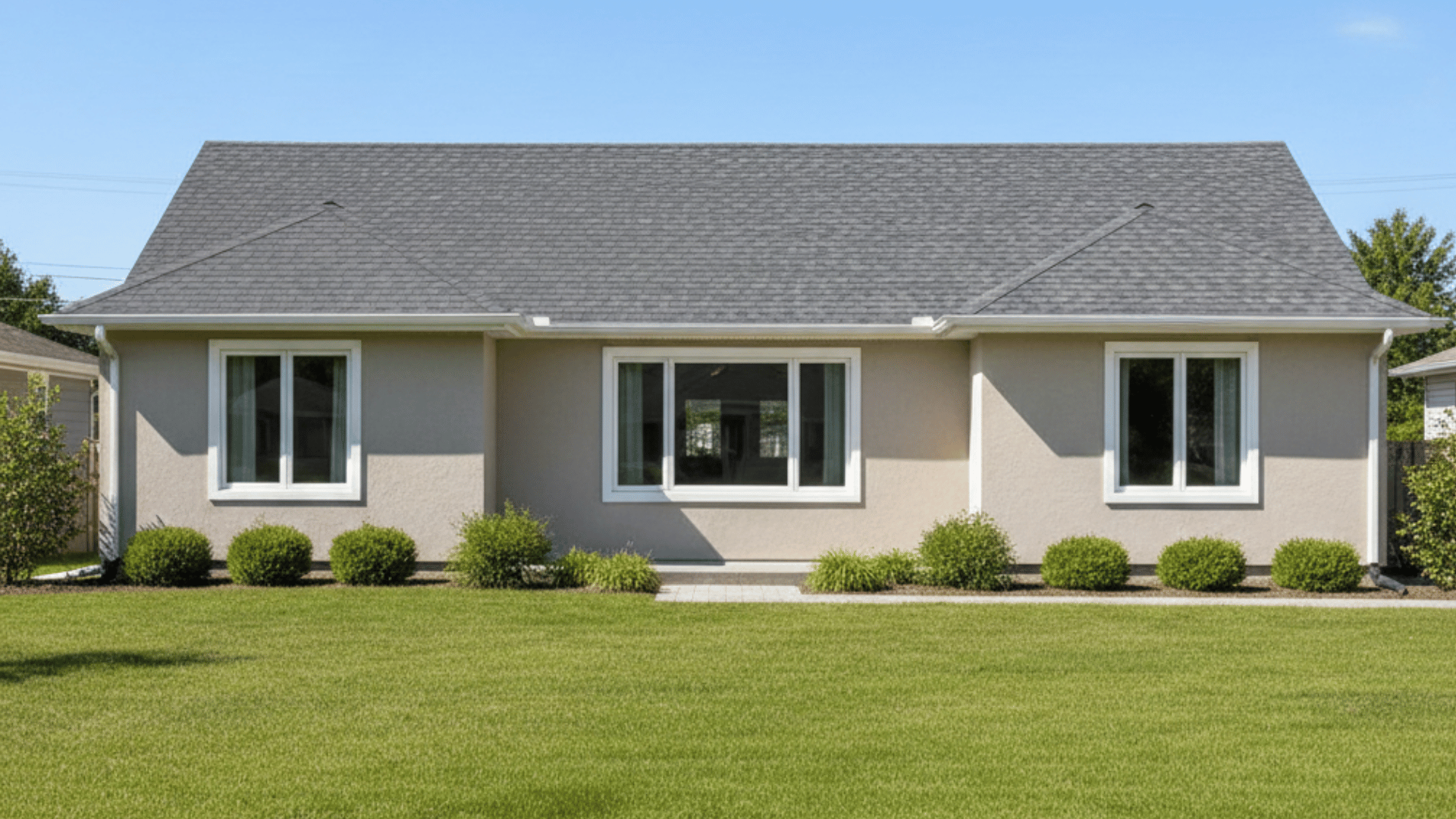 simple hip roof with four sloping sides and central ridge