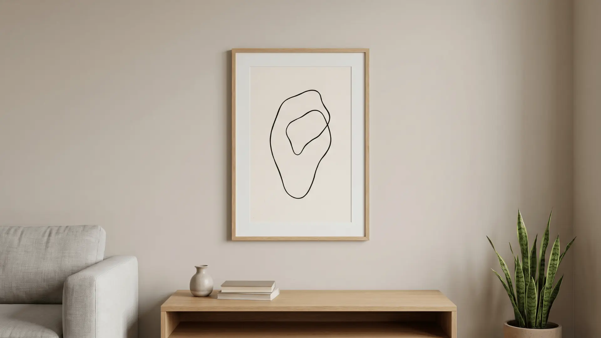 Single wall art piece hung on a plain wall