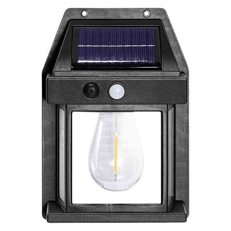 Step-by-step installation view of a solar floodlight on an outdoor wall
