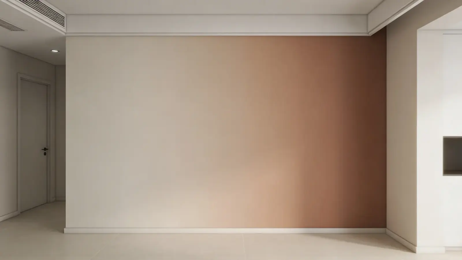 Wall with smooth color gradient transitioning from light to darker shade
