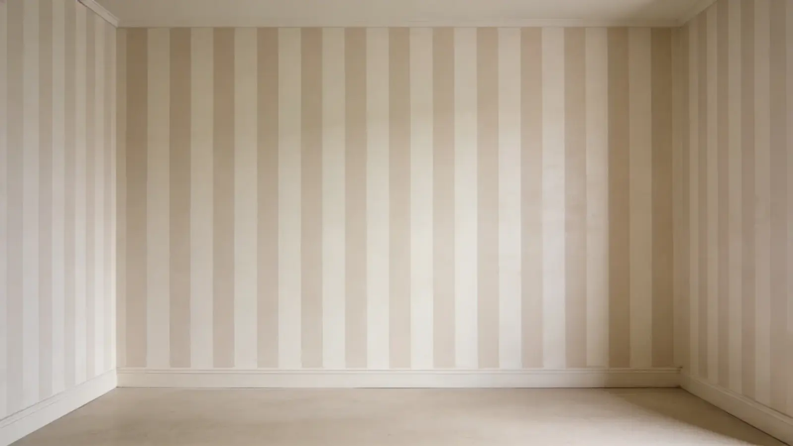 Wall with vertical painted stripes running from floor to ceiling
