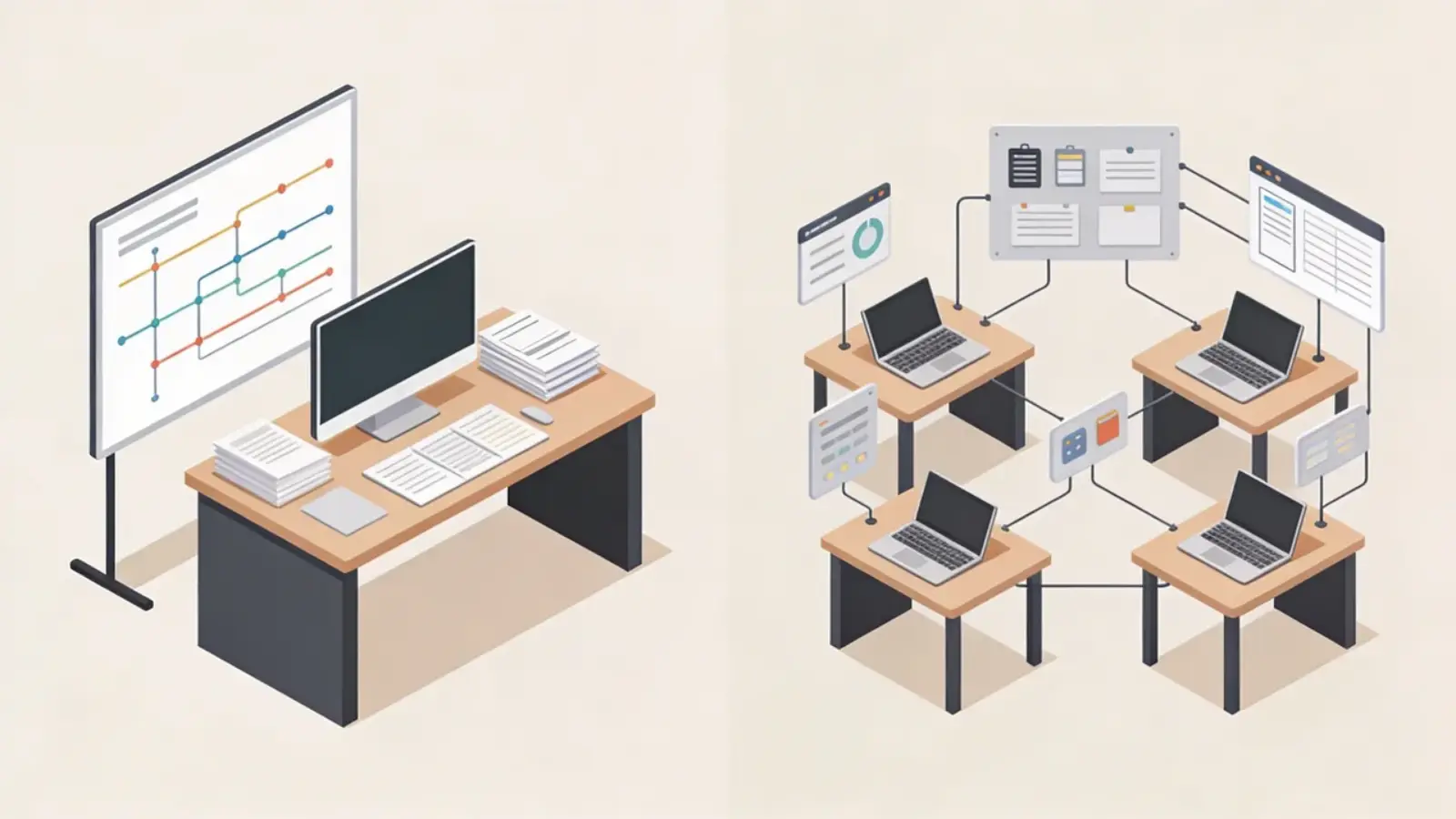 Workspace showing single control setup and multiple coordination points