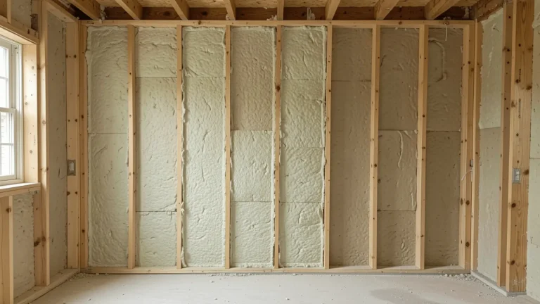 An exposed wall cavity showing Rockwool insulation being installed for enhanced soundproofing.