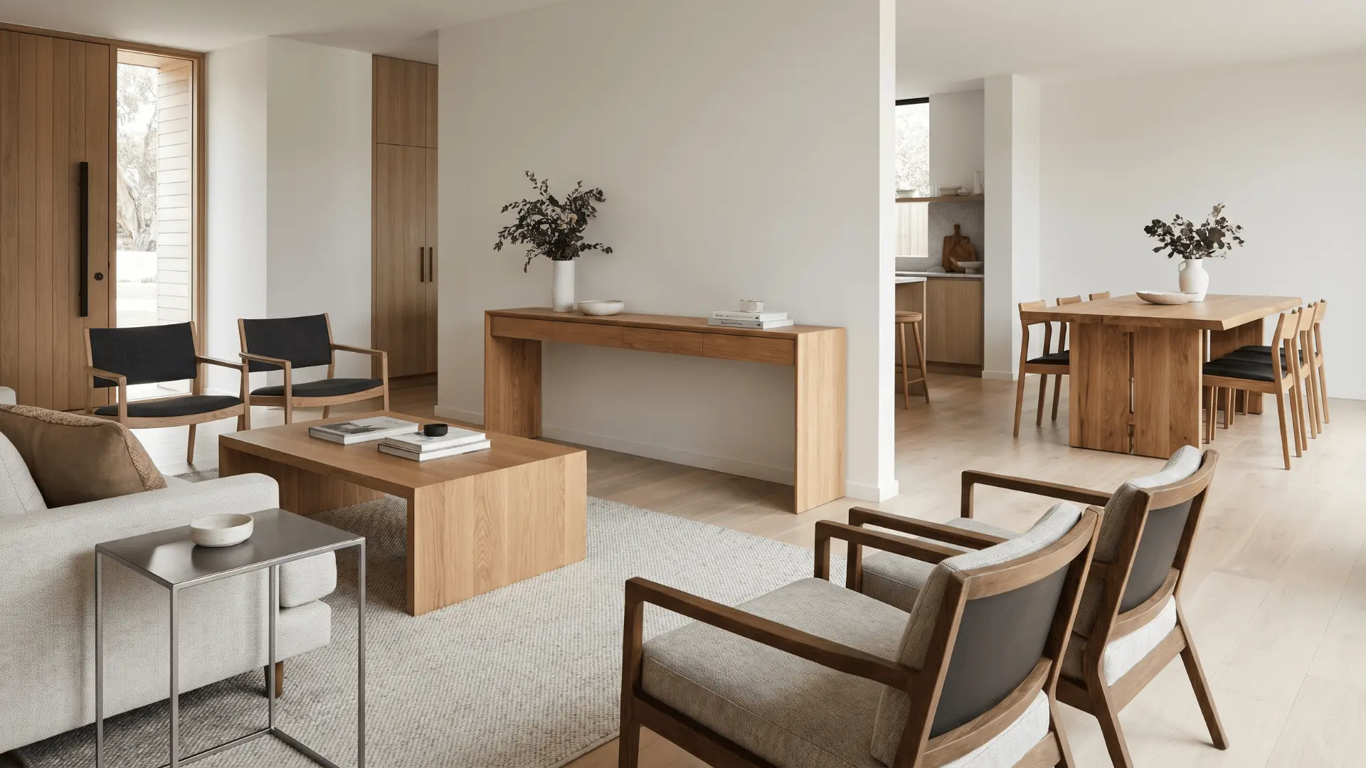 Different types of tables placed in living and dining areas showing their typical use and arrangement