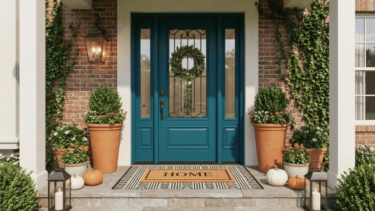 front door decor ideas with styled entryway and balanced setup