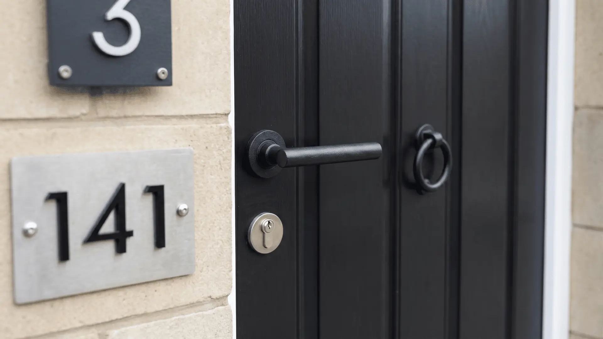 modern front door handle and knocker upgrade