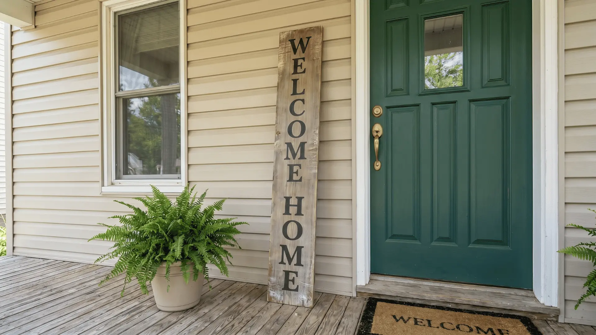 porch leaner adding height beside front door